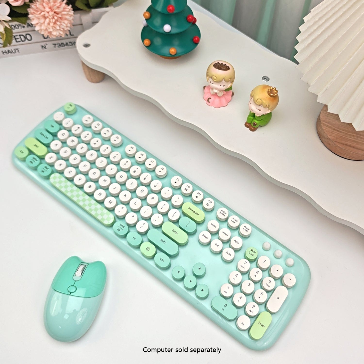 Wireless Keyboard & Mouse Combo - Silent Click, Colorful 104 Keys