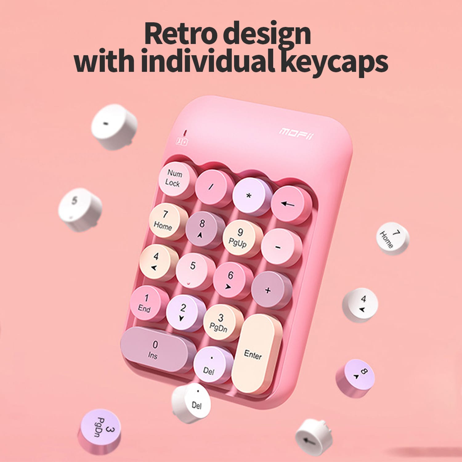Wireless Numeric Keypad - Retro Ergonomic Design