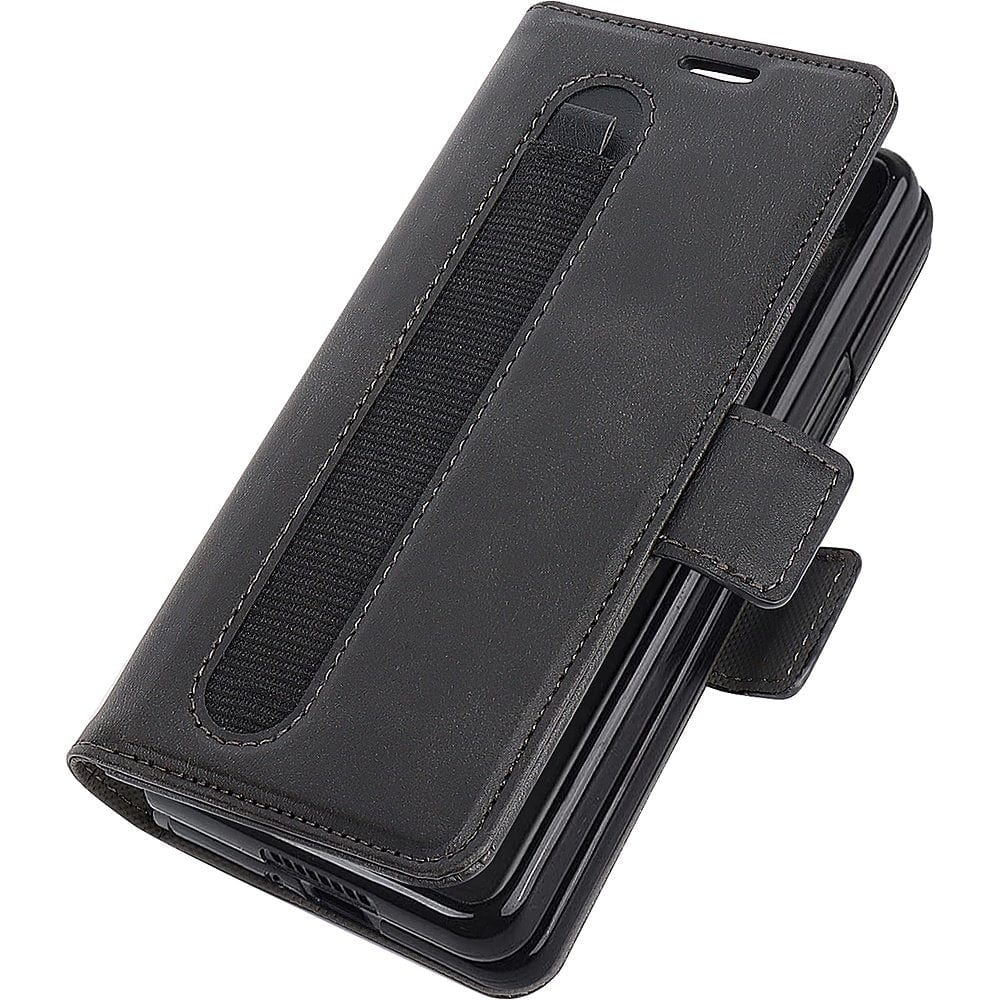 Genuine Leather Folio Wallet Case for Samsung Galaxy Z Fold5 - Black