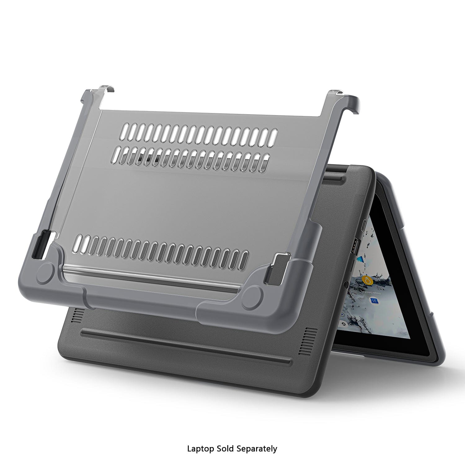 DualShock Laptop Case for Dell 3120/3110/3100 Clamshell & 2-in-1 Chromebook - Gray/Clear