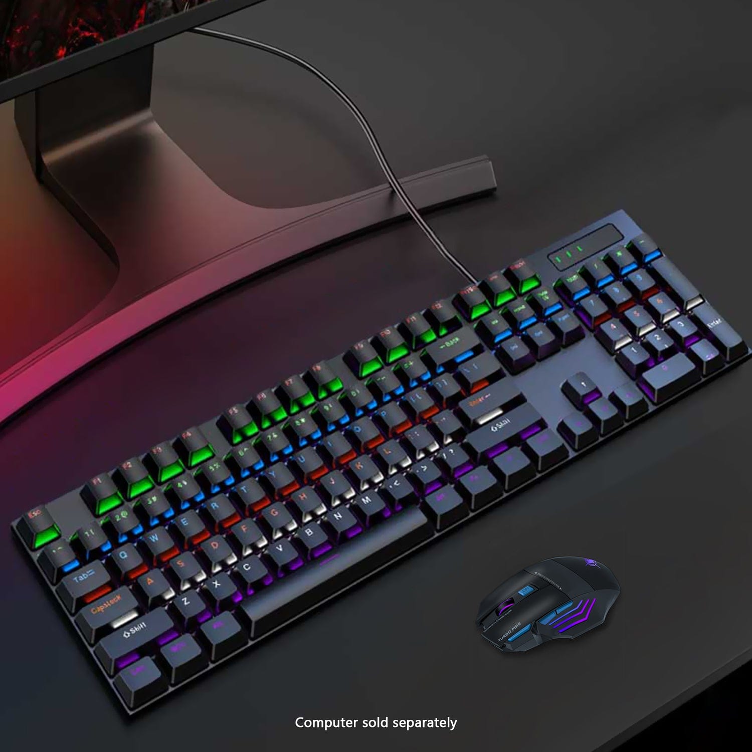 Wired Gaming Keyboard & Mouse Combo - 104-Key Anti-Ghosting RGB Backlight