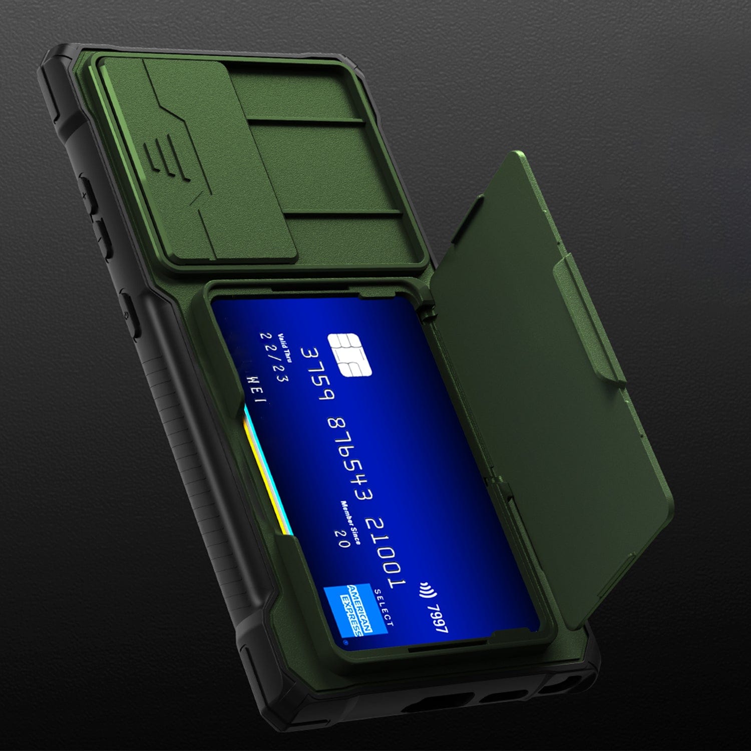 Raider Series Heavy-Duty Card-Slot Case with Screen and Camera Protector - Samsung Galaxy S24 Ultra