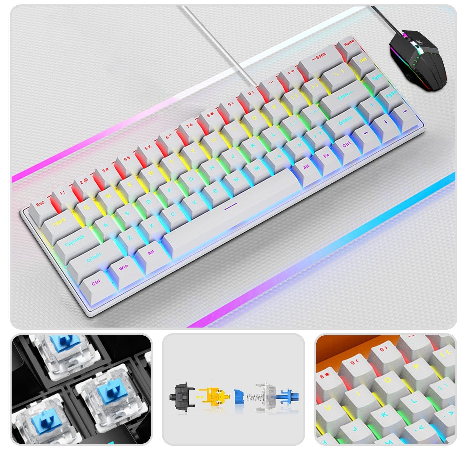 Wired Gaming Keyboard & Mouse Combo - Anti-Ghosting Multi-Key, 68 Keys
