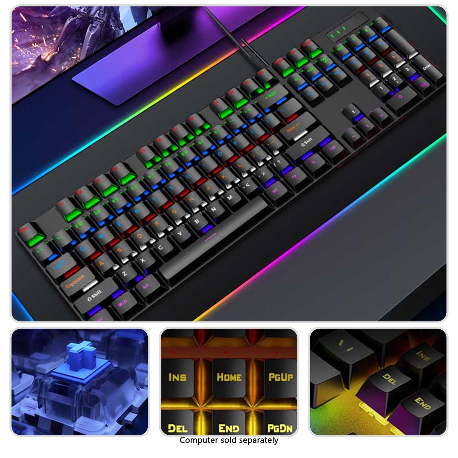Wired Gaming Keyboard & Mouse Combo - 104-Key Anti-Ghosting RGB Backlight