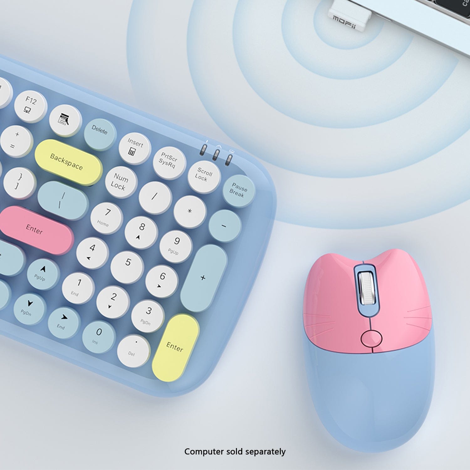 Wireless Keyboard & Mouse Combo - Soft Click, Colorful 100 Keys