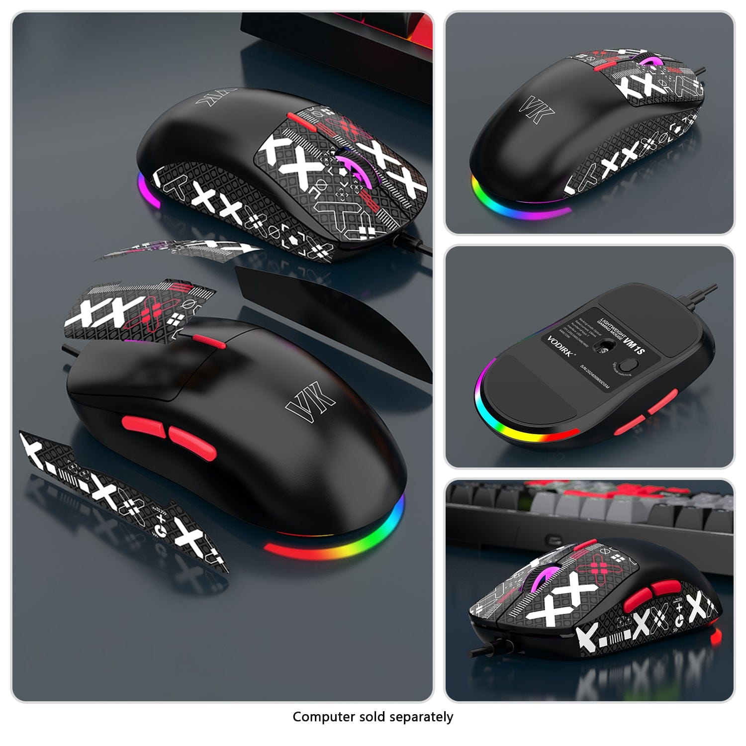 Wired Gaming Keyboard & Mouse Combo - 98 Keys, Anti-Ghosting Multi-Key, 7-RGB Backlights