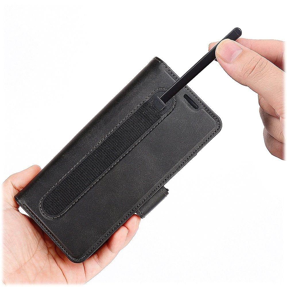Genuine Leather Folio Wallet Case for Samsung Galaxy Z Fold5 - Black