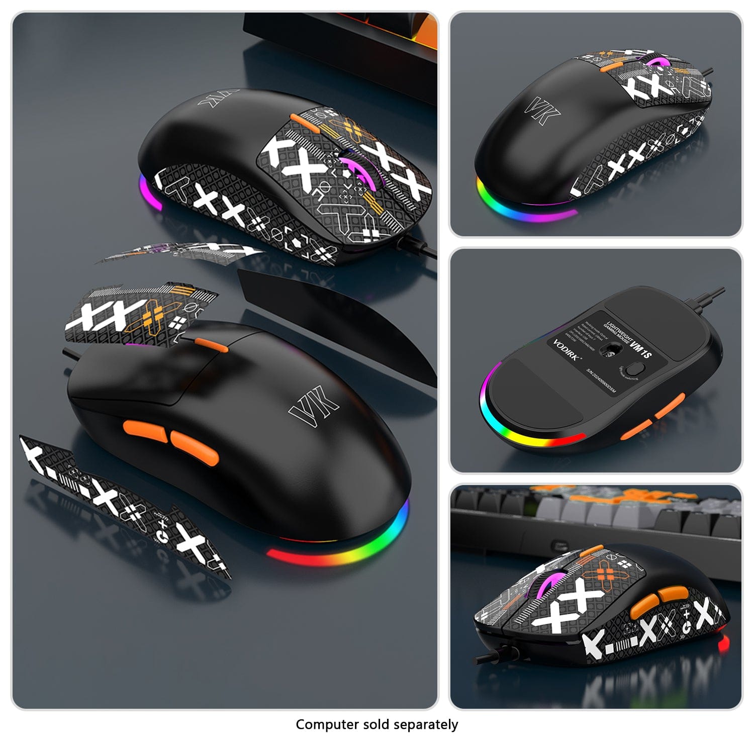 Wired Gaming Keyboard & Mouse Combo - 98 Keys, Anti-Ghosting Multi-Key, 7-RGB Backlights