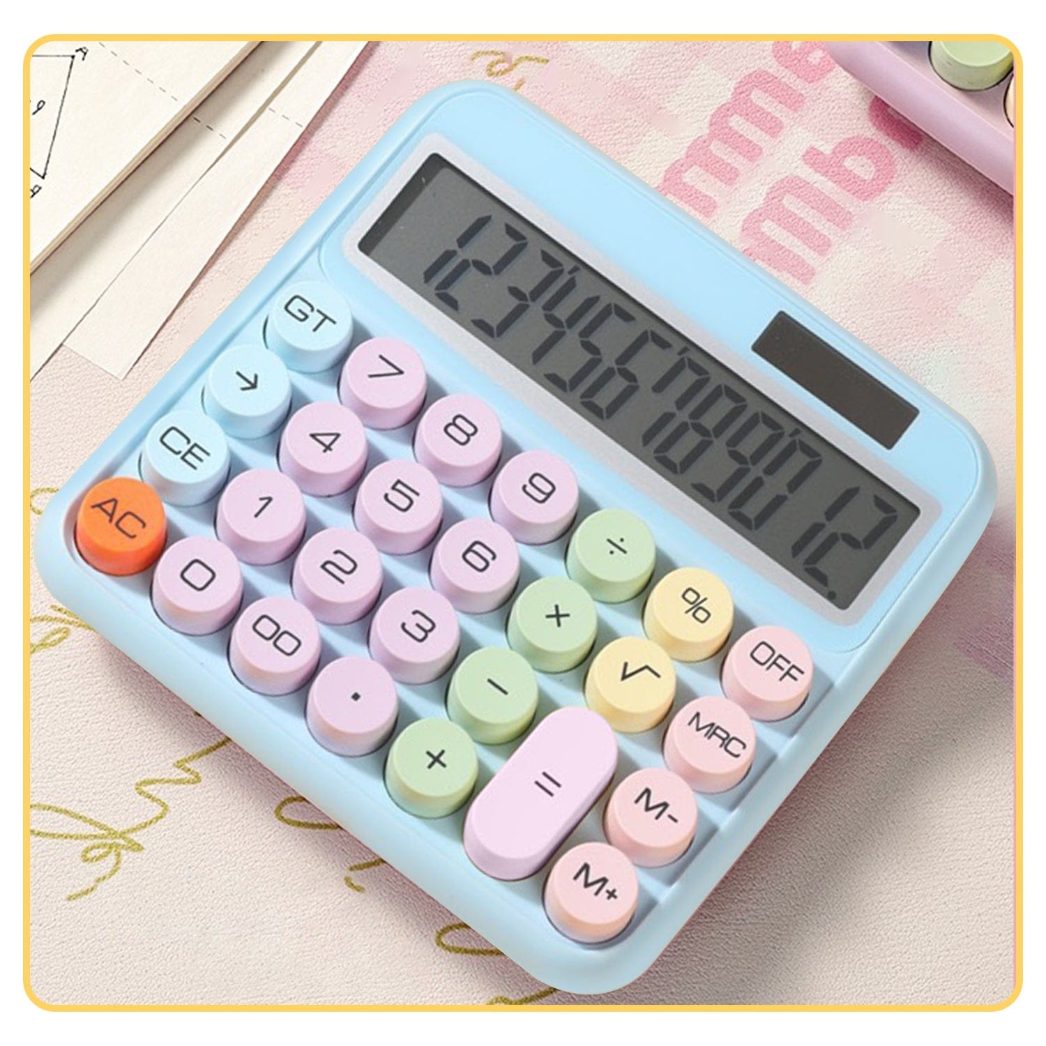 Desktop Calculator - Solar & Battery Powered, 12-Digit, Large Keys