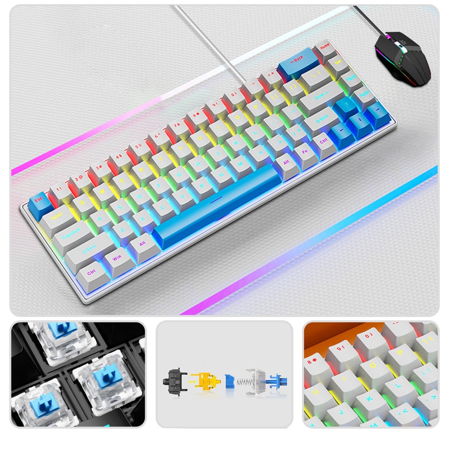 Wired Gaming Keyboard & Mouse Combo - Anti-Ghosting Multi-Key, 68 Keys