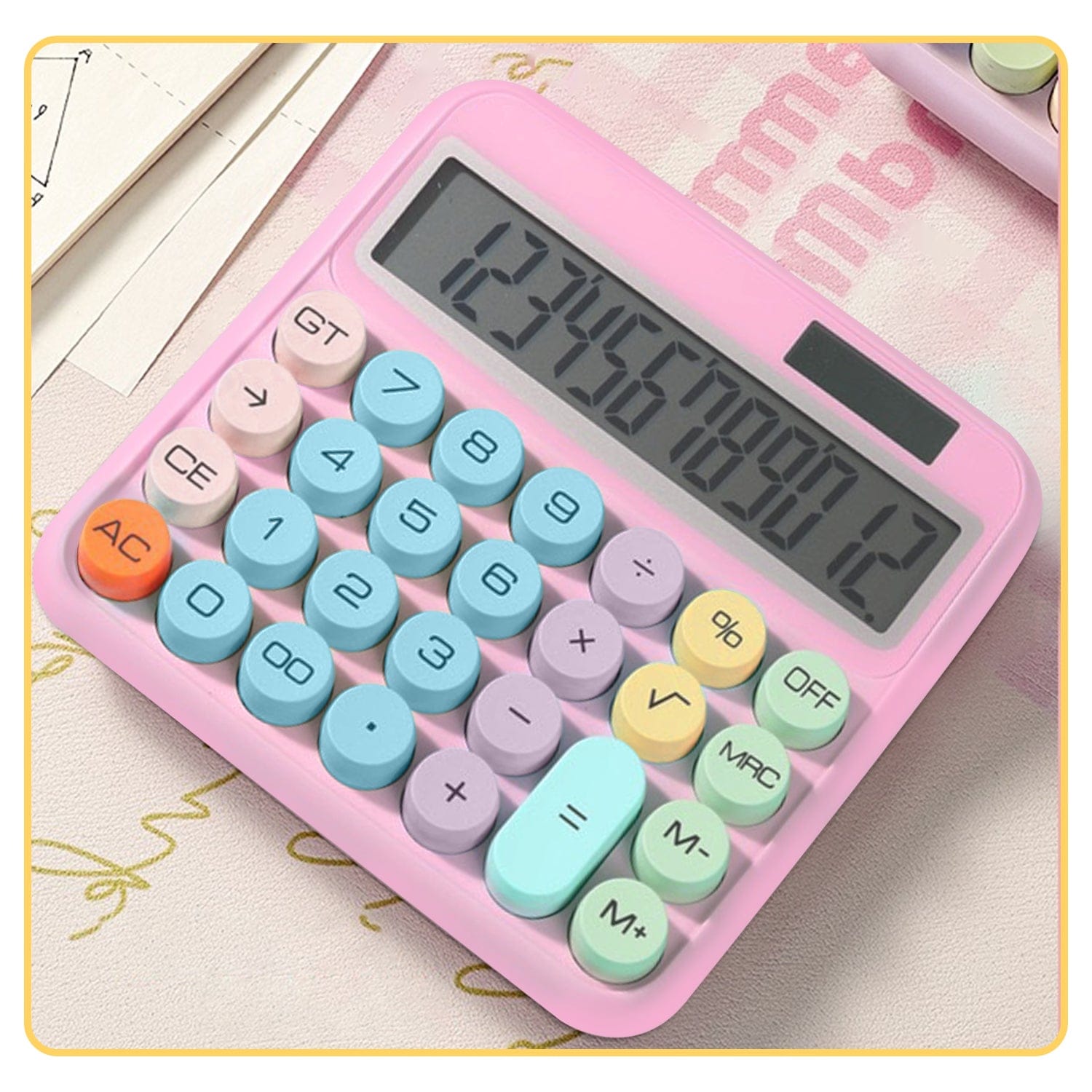 Desktop Calculator - Solar & Battery Powered, 12-Digit, Large Keys