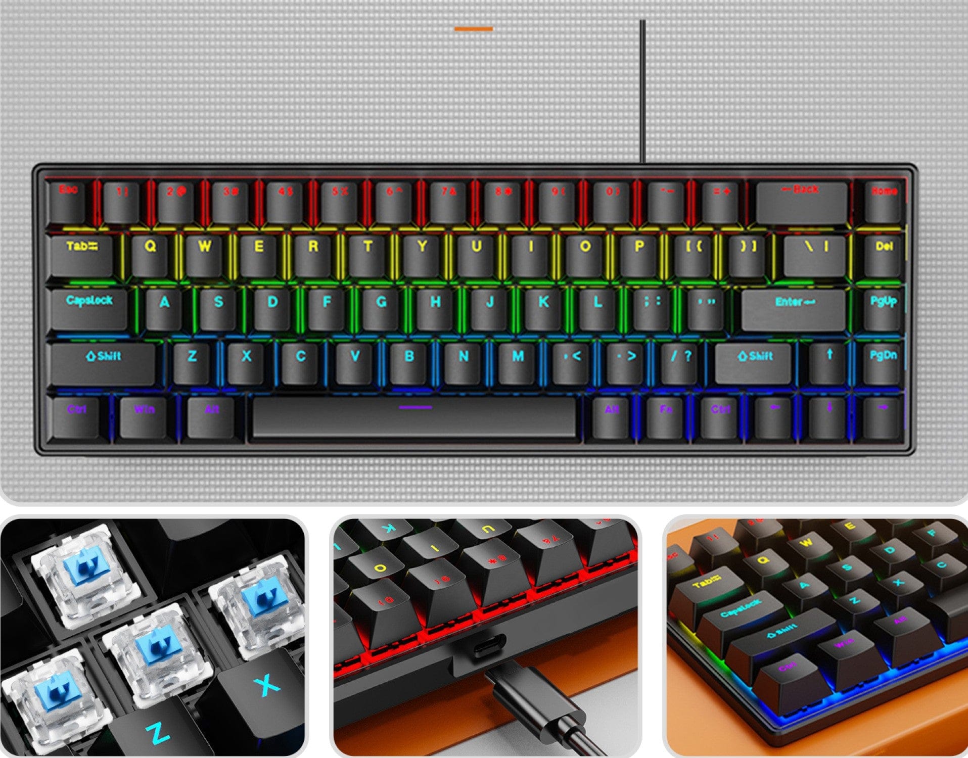 Wired Gaming Keyboard & Mouse Combo - Anti-Ghosting Multi-Key, 68 Keys