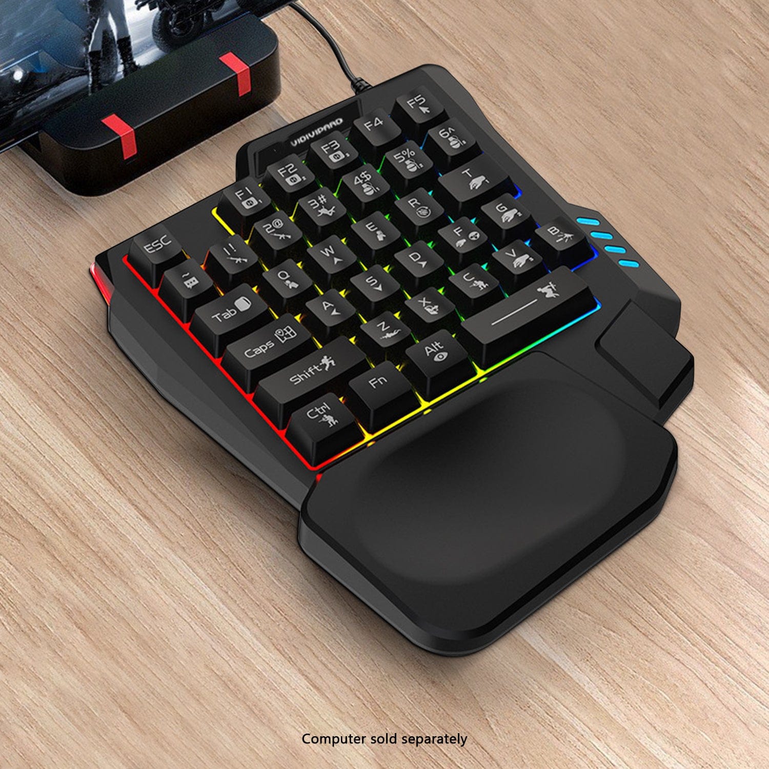 Ergonomic Wired Gaming Keyboard - LED Rainbow Backlight, 35-Key | Ultima Series