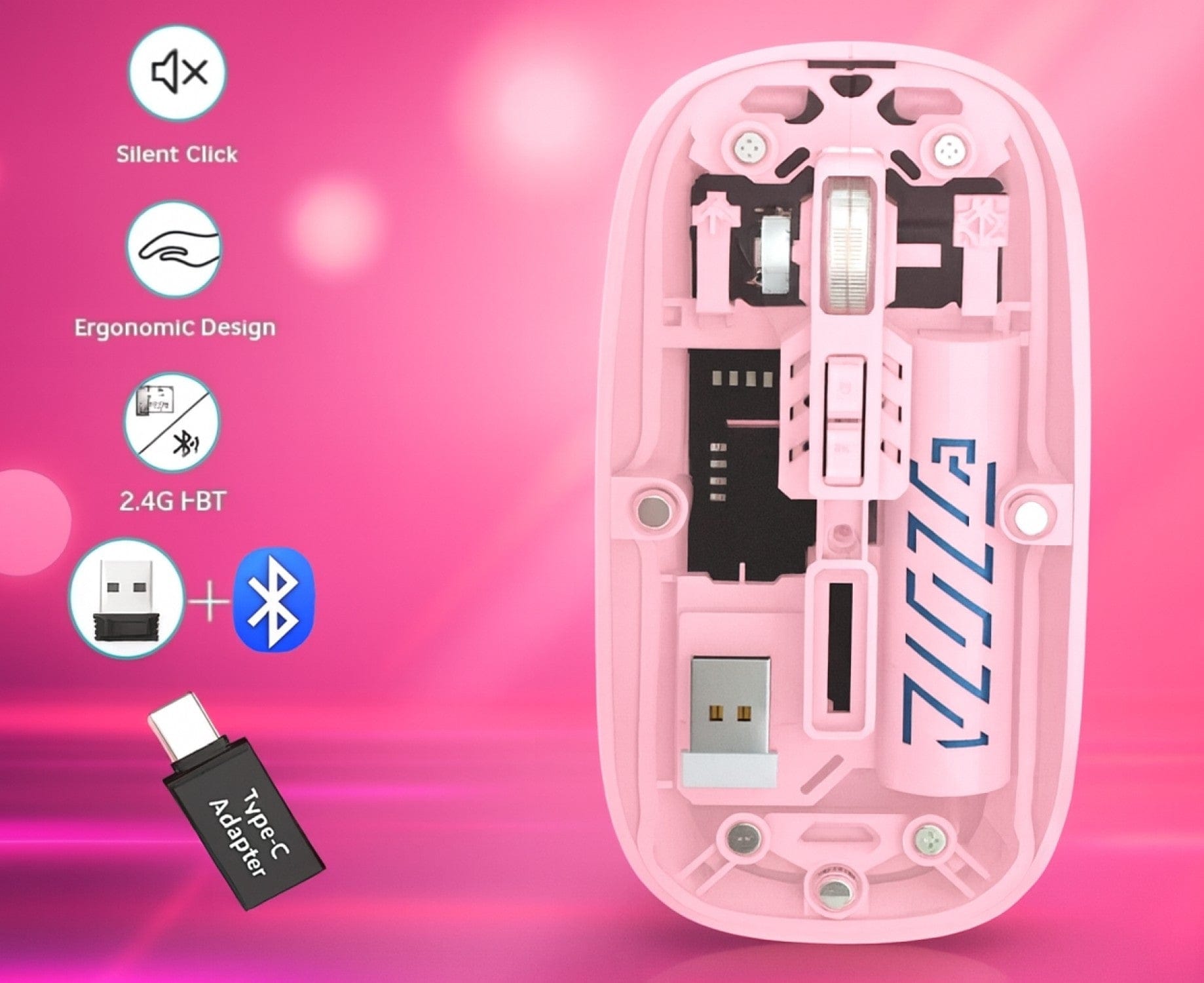 Wireless Mouse - Transparent Dual-Mode, Rechargeable Design | Glacier Series