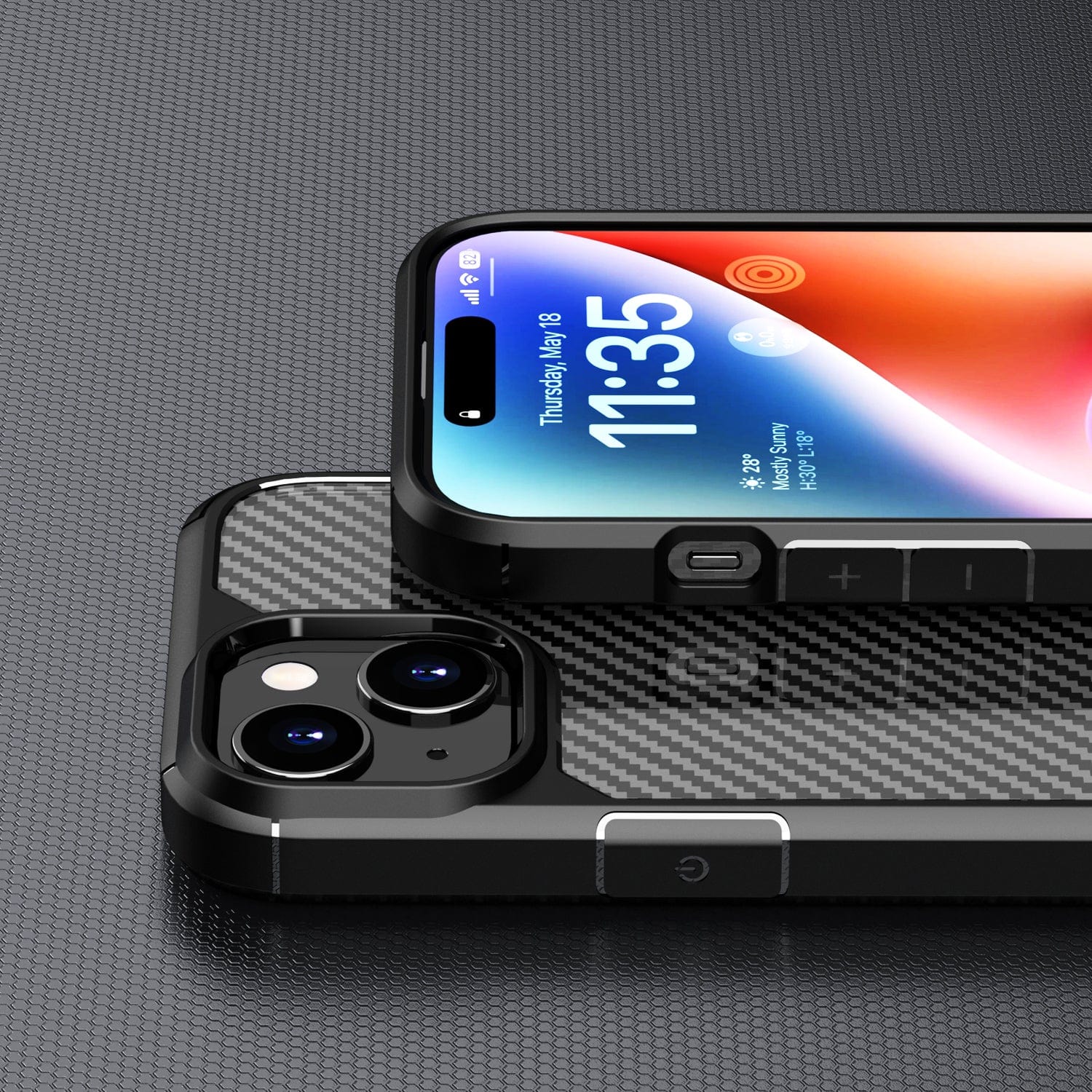 Venture Series Carbon-Fiber Style Case with Screen and Camera Protector - iPhone 15