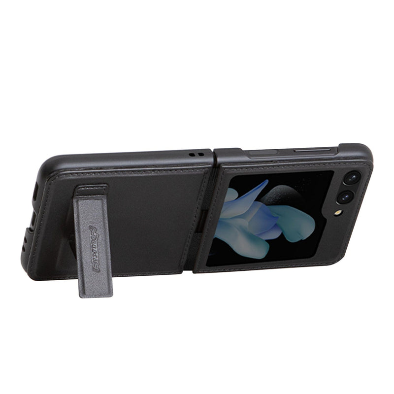 Leather Case with Kickstand for Samsung Galaxy Z Flip5 - Black