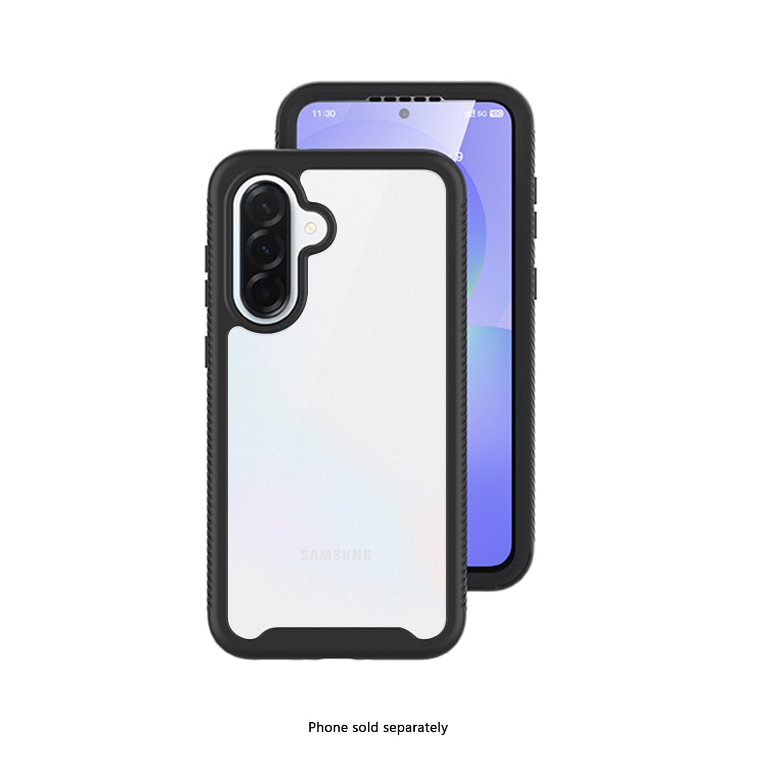 Samsung Galaxy A37 case with screen protector on a white background