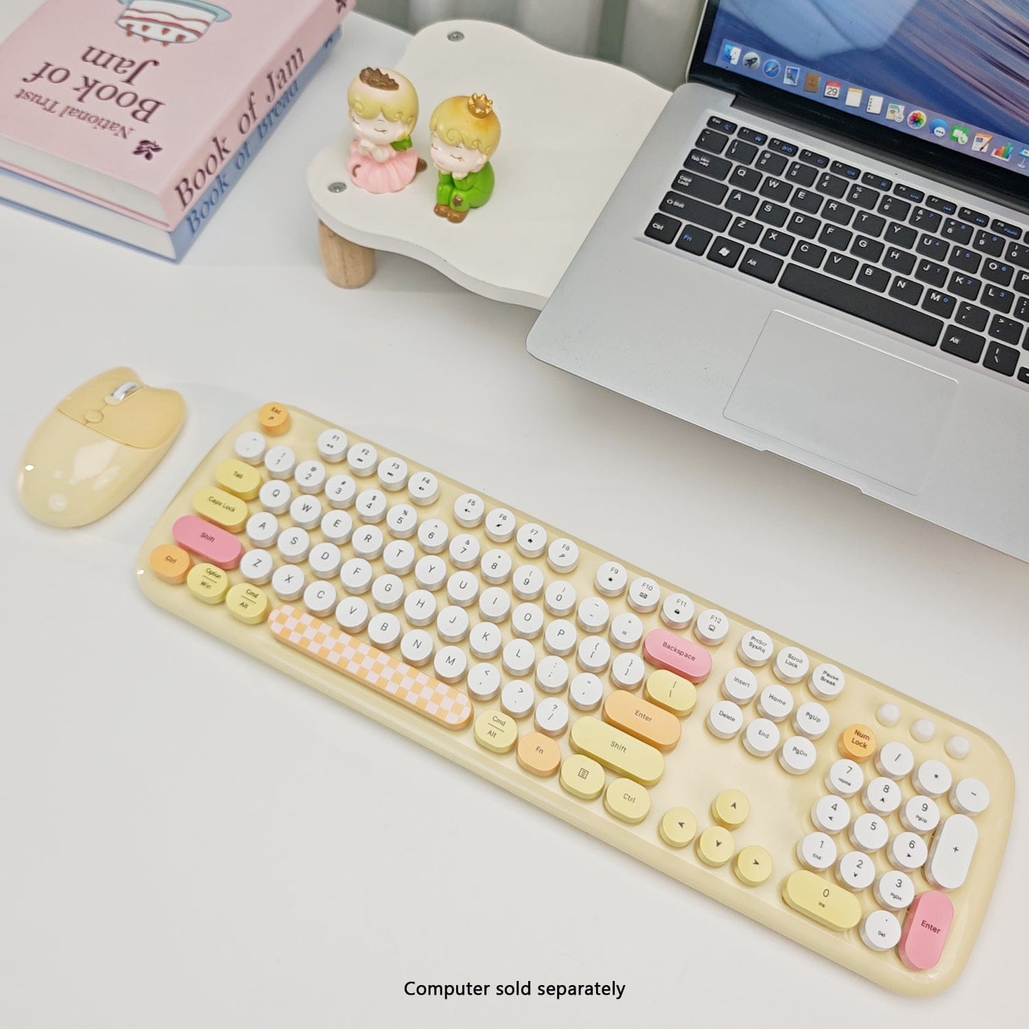 Wireless Keyboard & Mouse Combo - Silent Click, Colorful 104 Keys