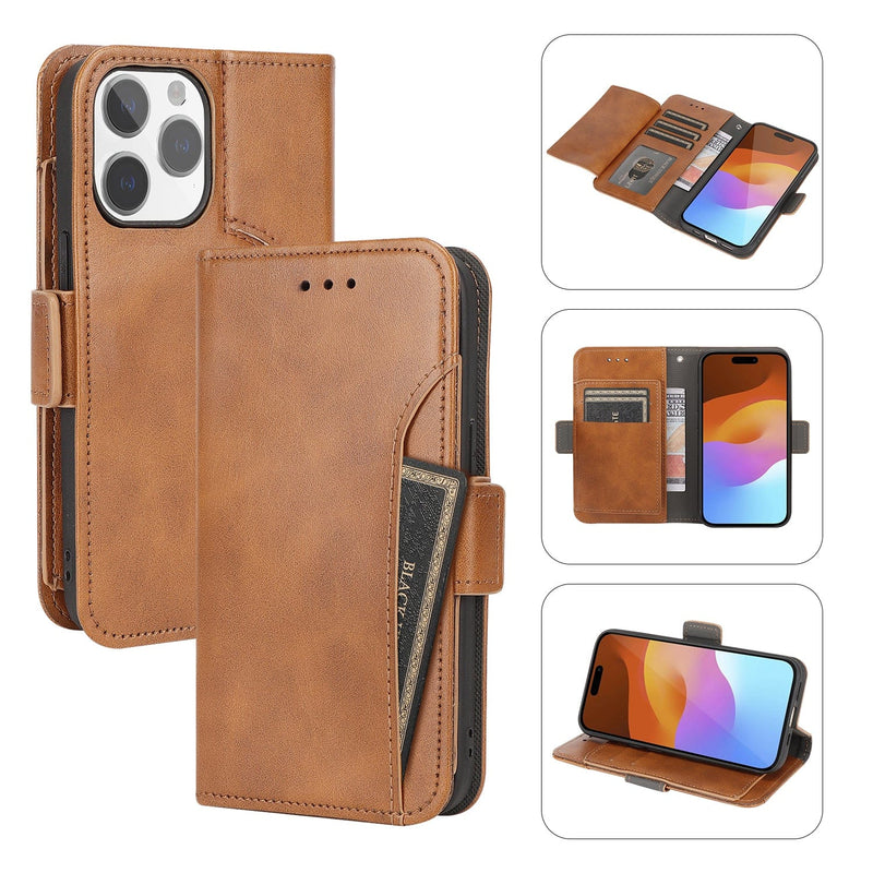 SaharaCase - Folio Wallet Case for Apple iPhone 13 - Brown