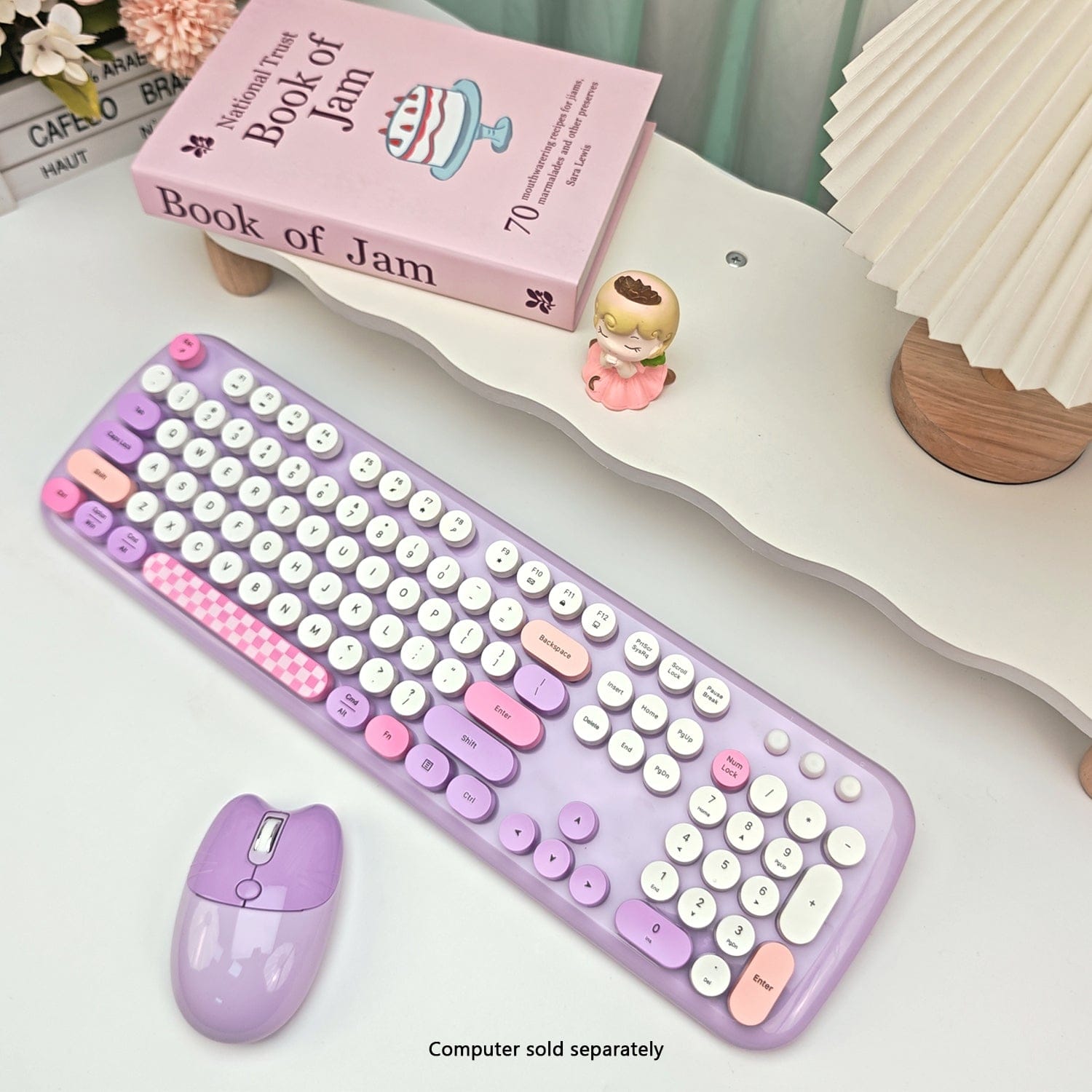 Wireless Keyboard & Mouse Combo - Silent Click, Colorful 104 Keys