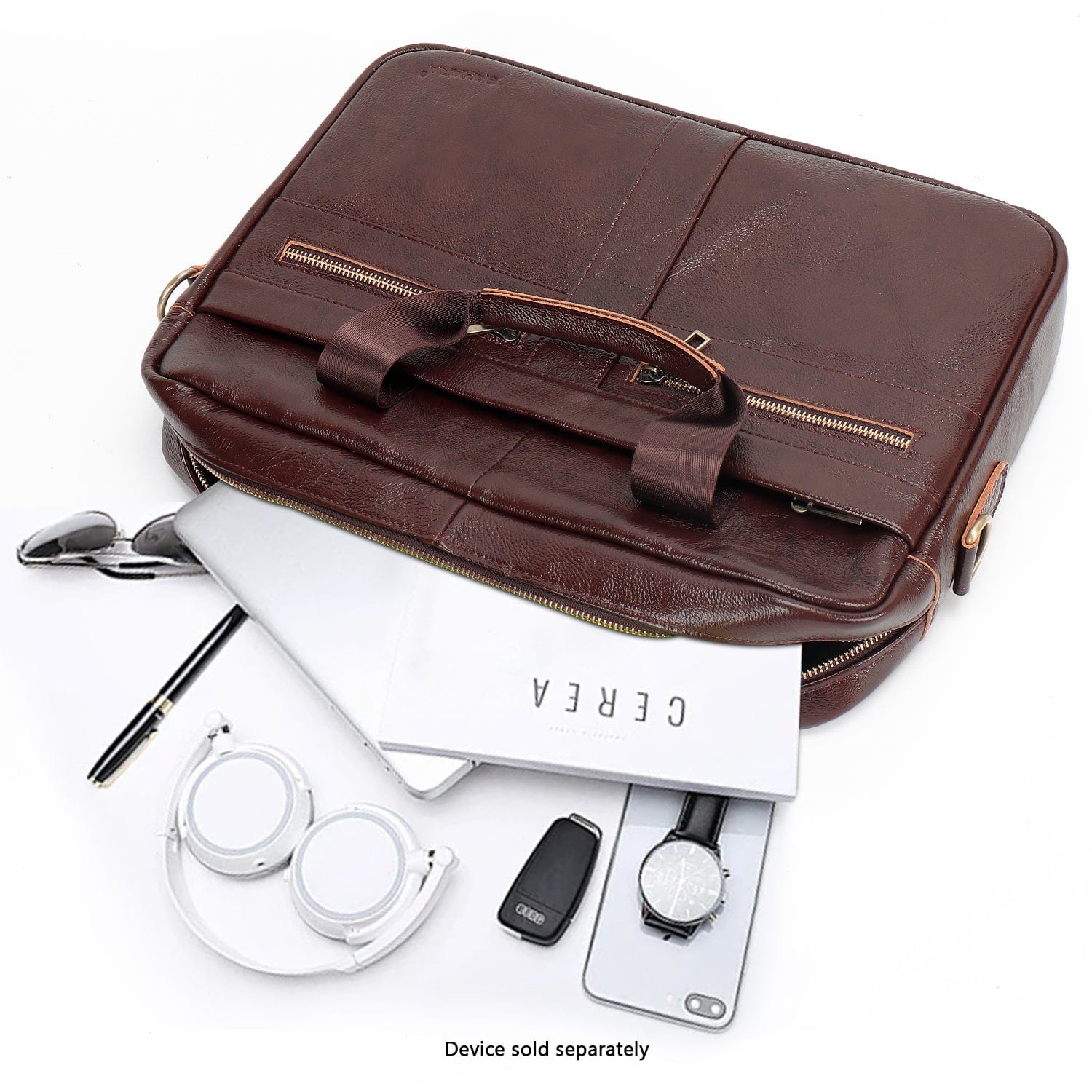 Genuine Leather Business Bag Briefcase for Laptops up to 16-inch