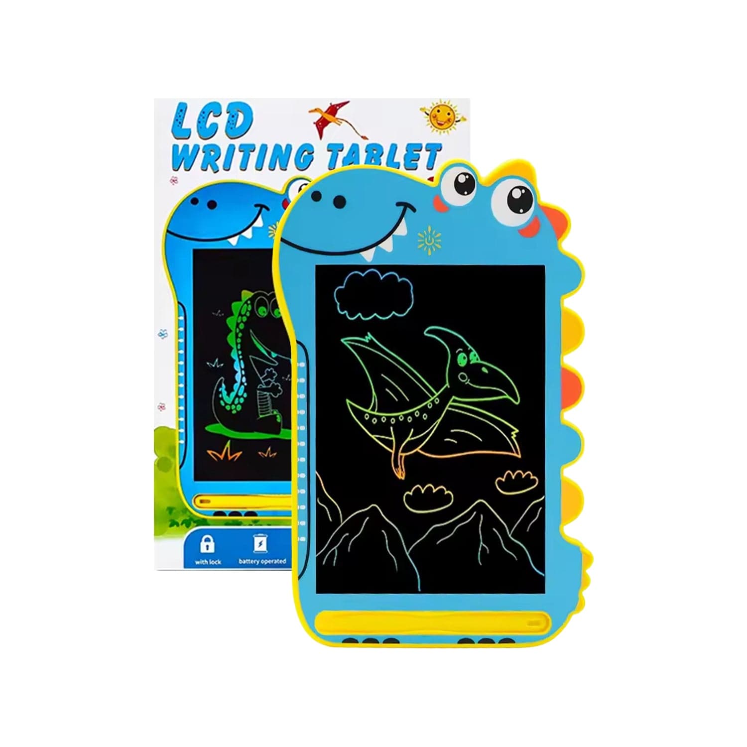 LCD Writing Kids Tablet 8.5" - Dinosaur Color Display, One-Click Erase