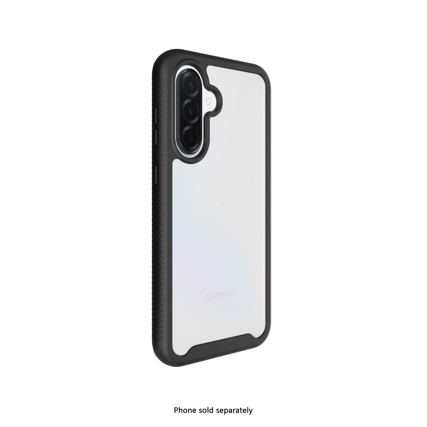 Black phone case with a clear back on a white background