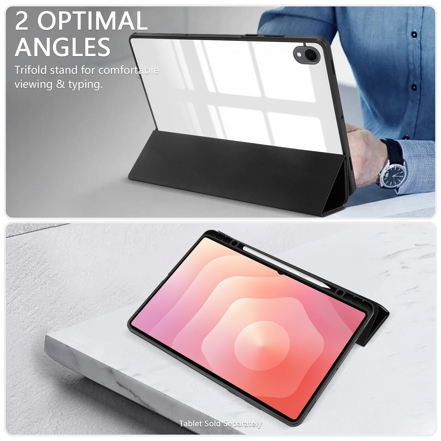 Samsung Galaxy Tab S11 Case - Slim Folio with Transparent Back