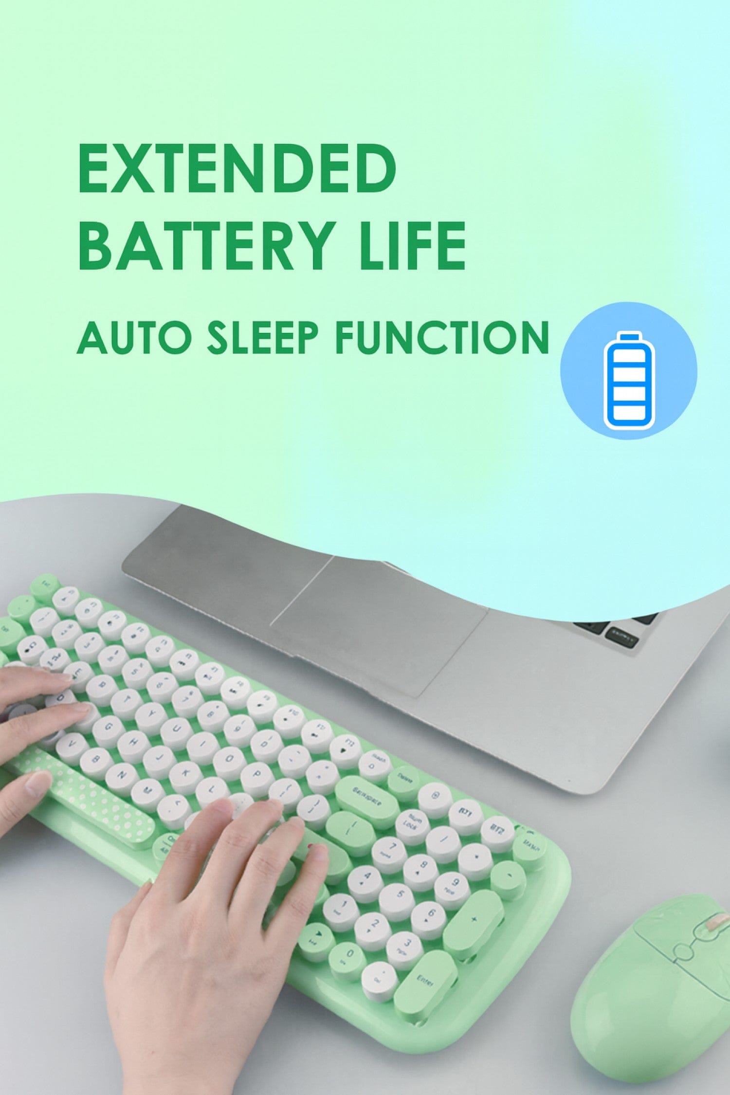 Wireless Keyboard & Mouse Combo - Soft Click, Colorful 100 Keys