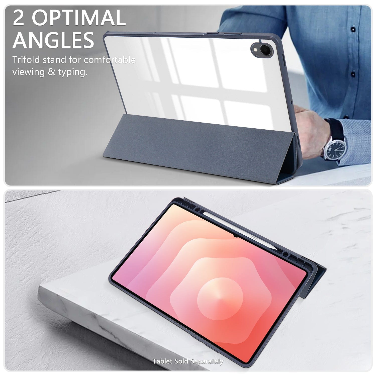 Samsung Galaxy Tab S11 Case - Slim Folio with Transparent Back