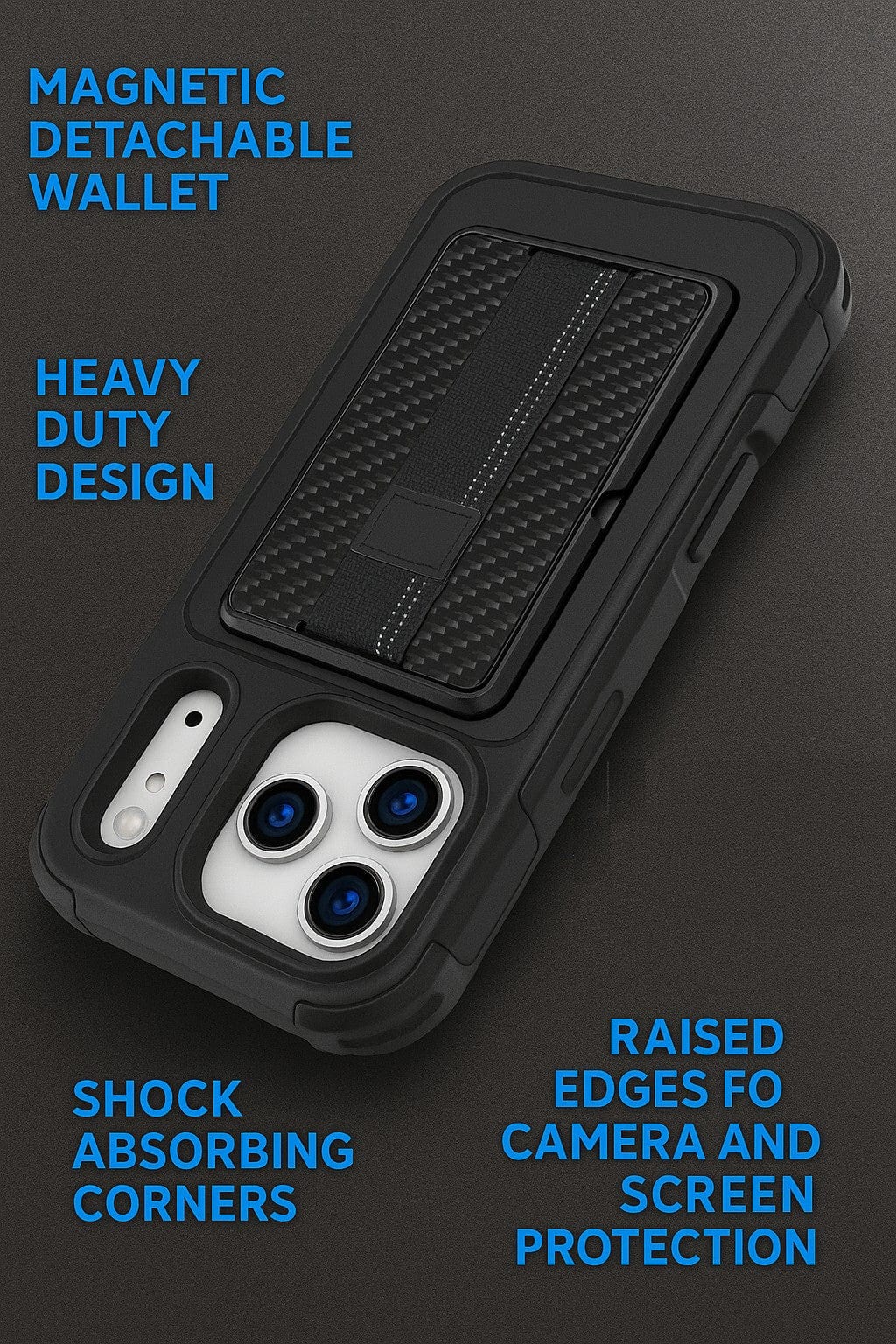 Raider Series Detachable Wallet Case Compatible with Magsafe for Apple iPhone 17 Pro Max - Black