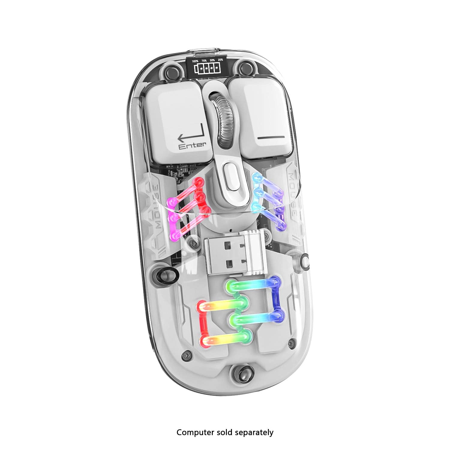 Cyberpunk Wireless Mouse - Transparent LED, Rechargeable Design | Glacier Pro Series