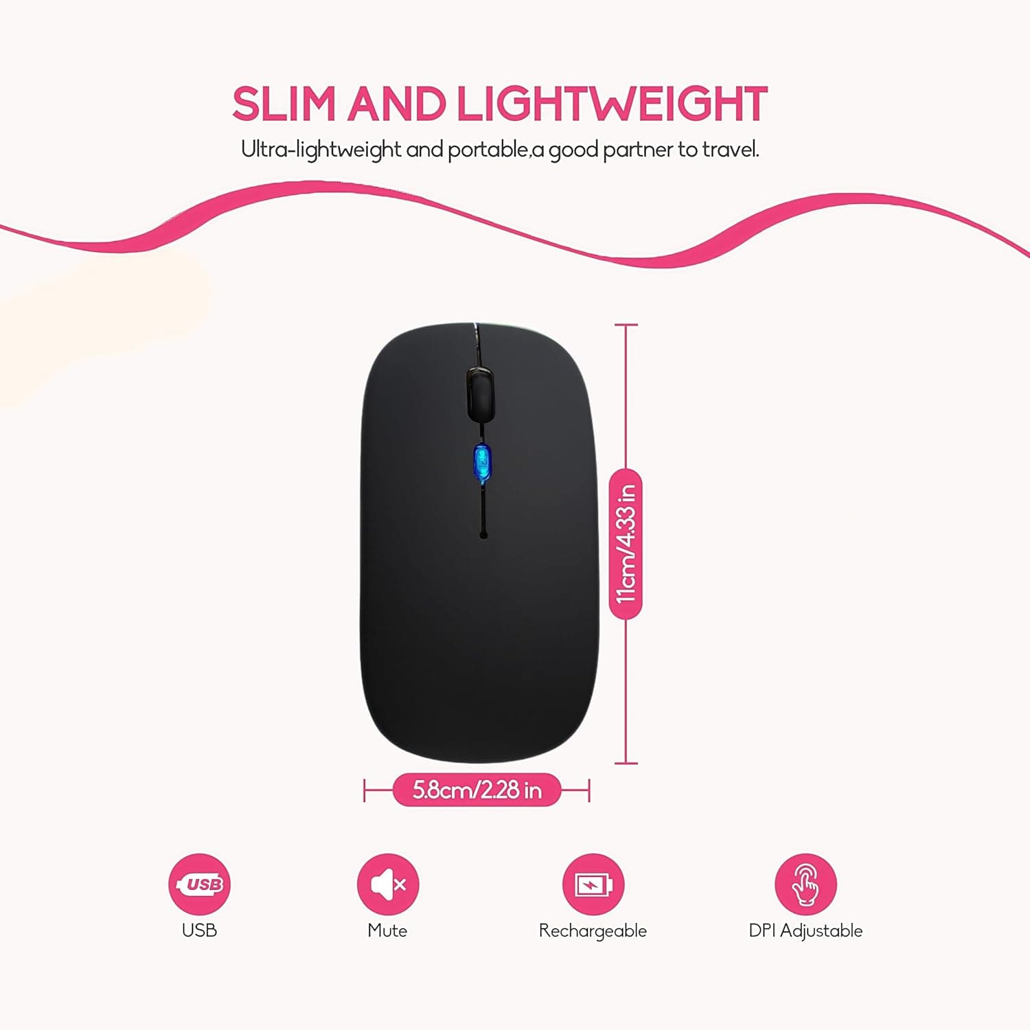 Wireless Mouse - Silent Click Bluetooth & 2.4G Rechargeable | Navigate Series