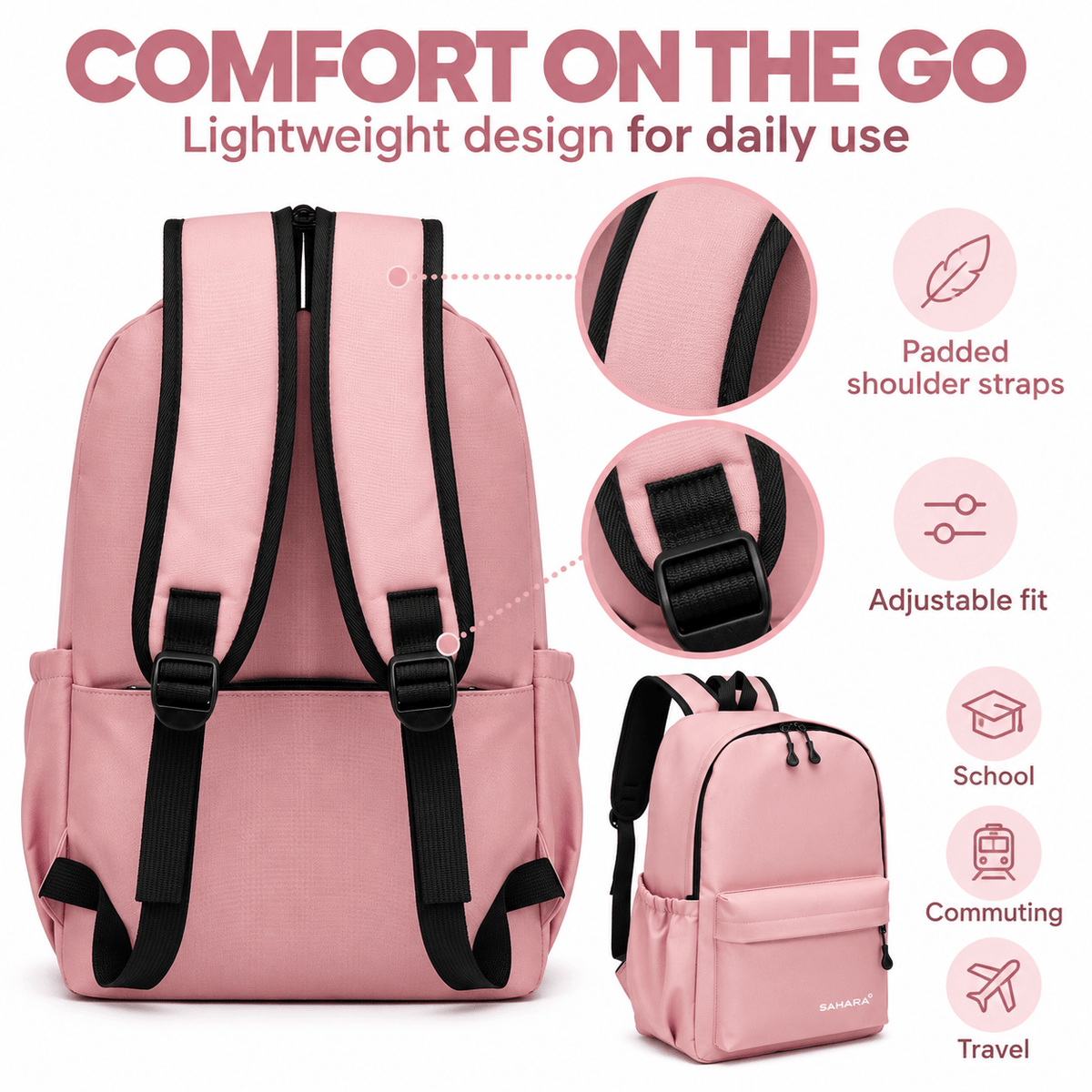 Sahara 16-Inch School Backpack - Waterproof Oxford Fabric | Classic Series