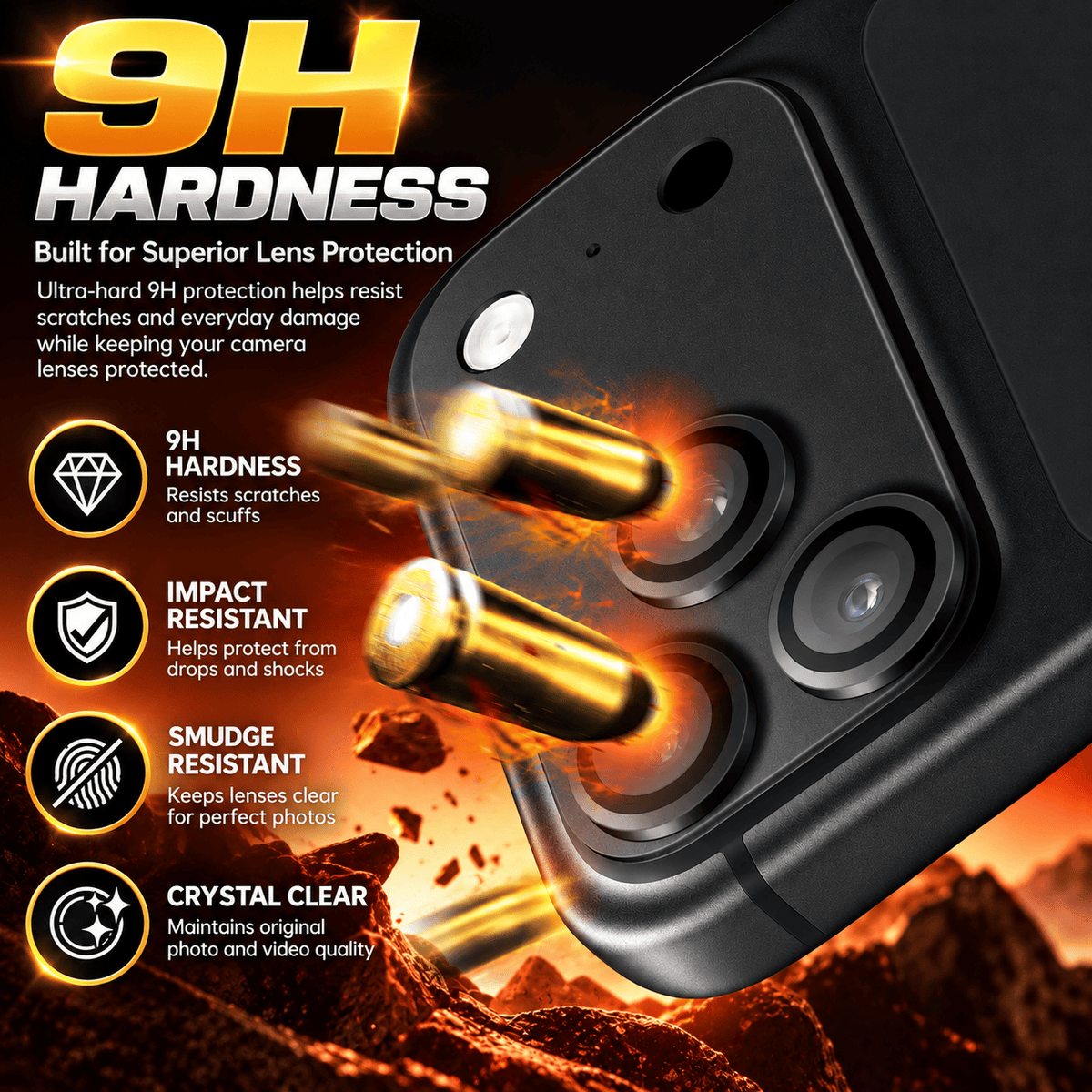 Black camera lens protector for iPhone 18 Pro Max, 1-Pack