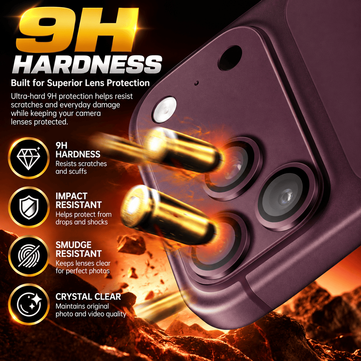 Burgundy camera lens protector for iPhone 18 Pro Max, 1-Pack
