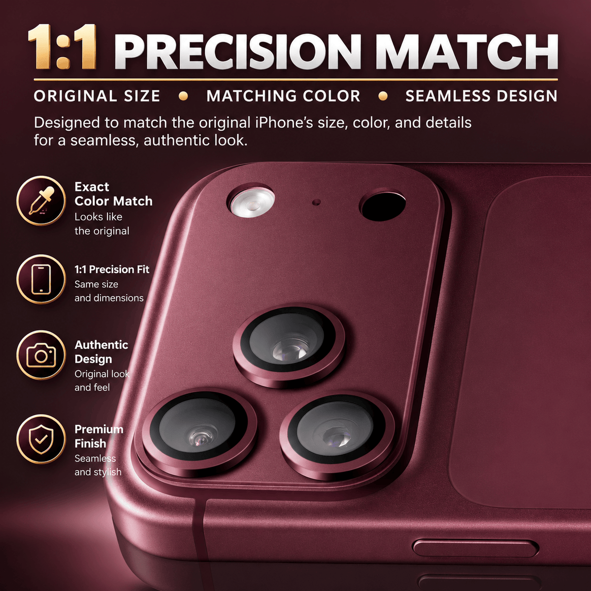 Burgundy camera lens protector for iPhone 18 Pro Max, 1-Pack