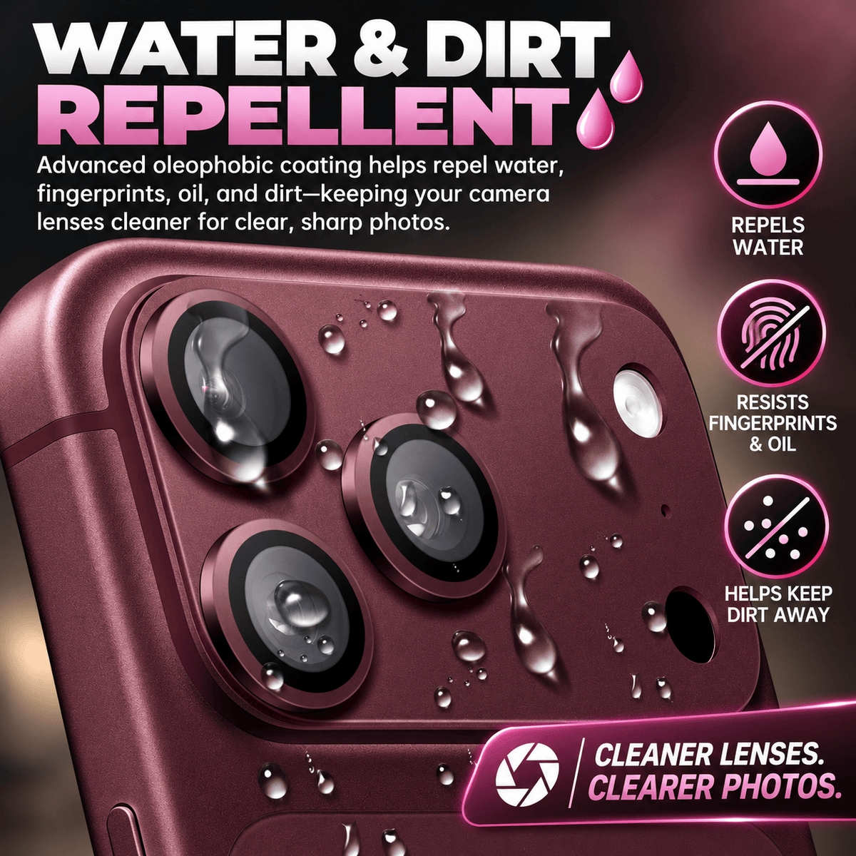 Burgundy camera lens protector for iPhone 18 Pro Max, 1-Pack