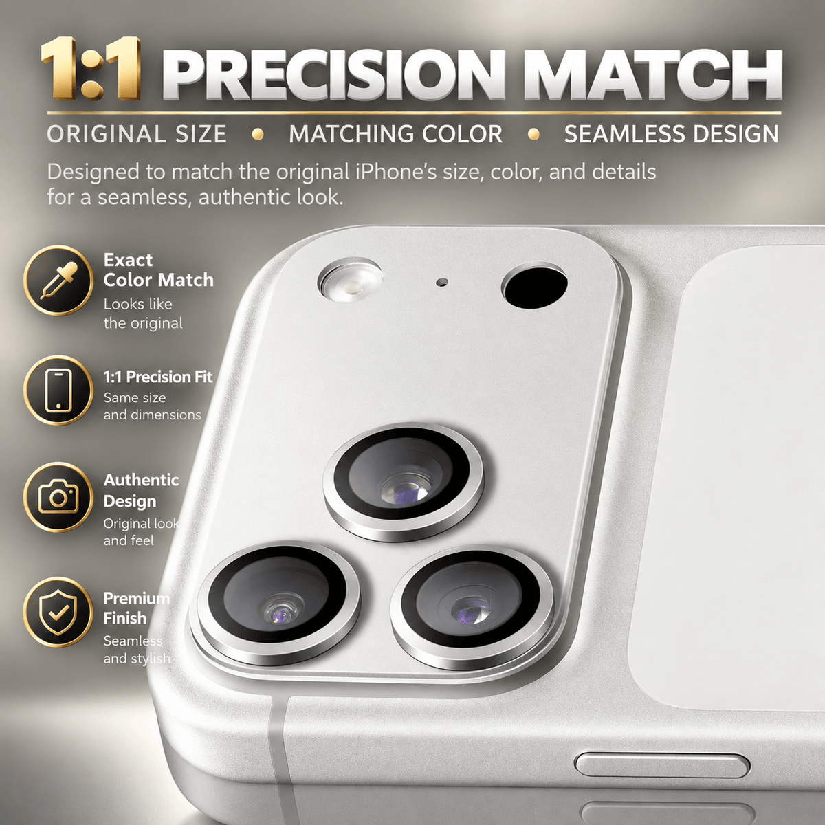 Silver camera lens protector for iPhone 18 Pro Max, 1-Pack