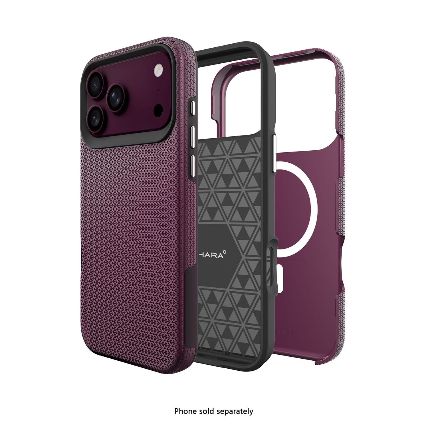 SAHARA Armor Series MagSafe case with ZeroDamage tempered glass for iPhone 18 Pro in Dark Cherry – alternate view