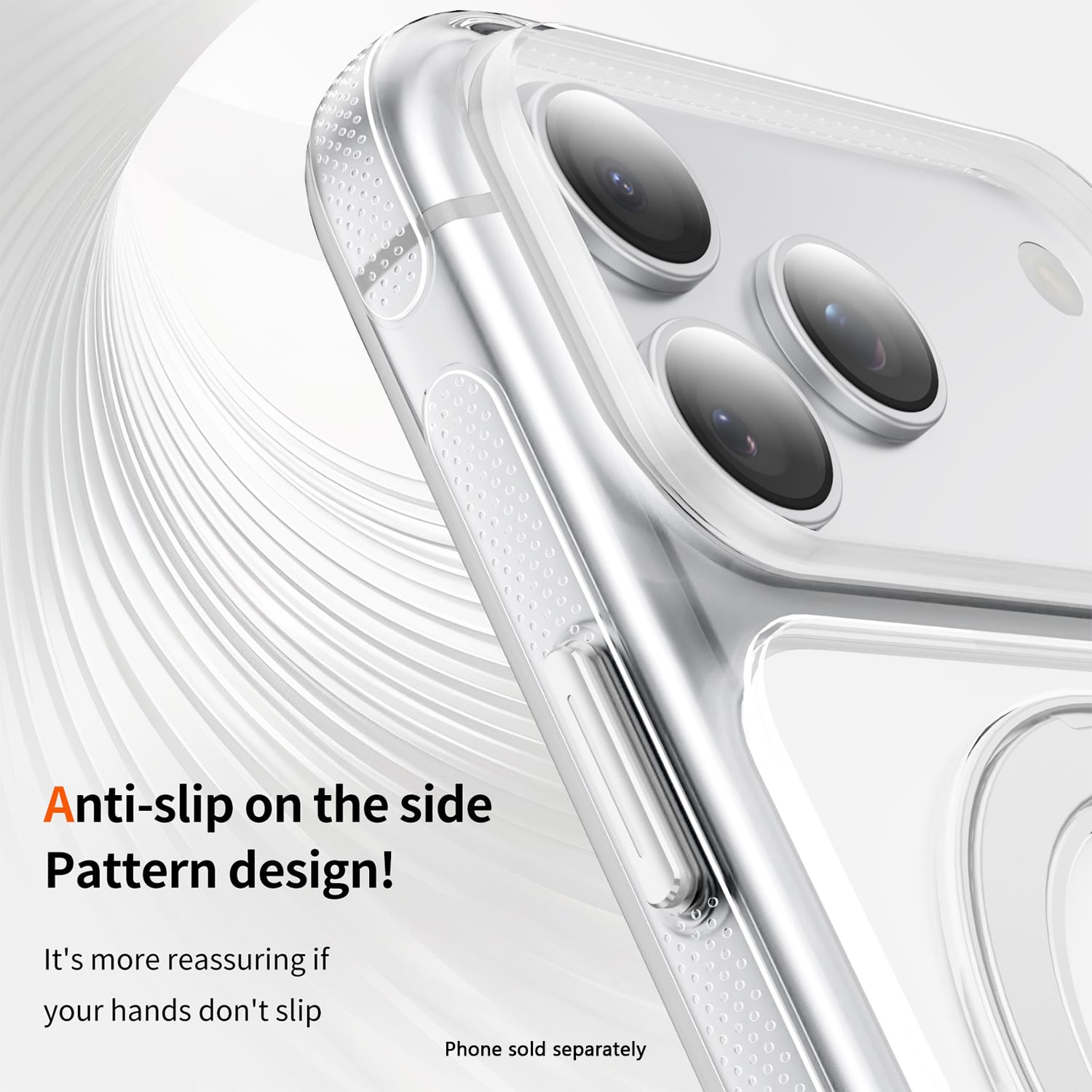 Clear MagSafe shockproof case with 360° ring stand for iPhone 18 Pro in White, product view 4