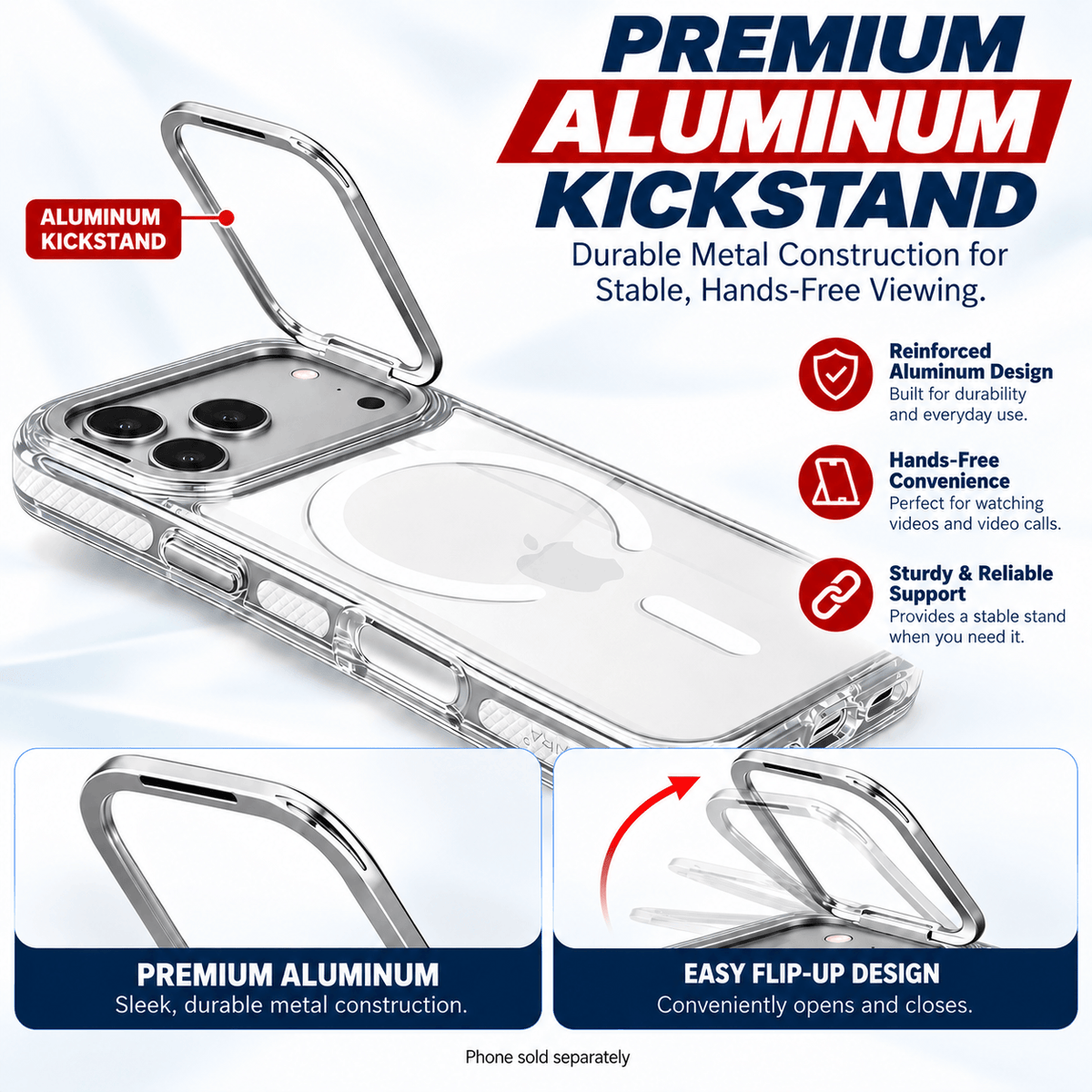iPhone 18 Pro Max Case with Screen Protector - Clear MagSafe & Aluminum Kickstand | Venture Series