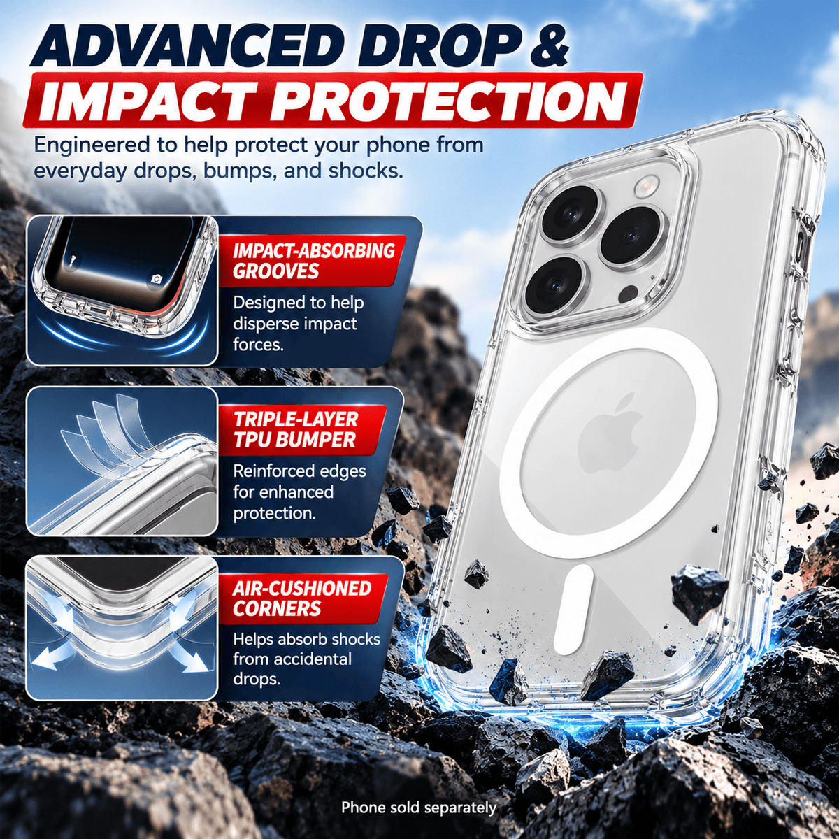 iPhone 18 Pro Max Case with Screen Protector - Clear MagSafe & Aluminum Kickstand | Venture Series