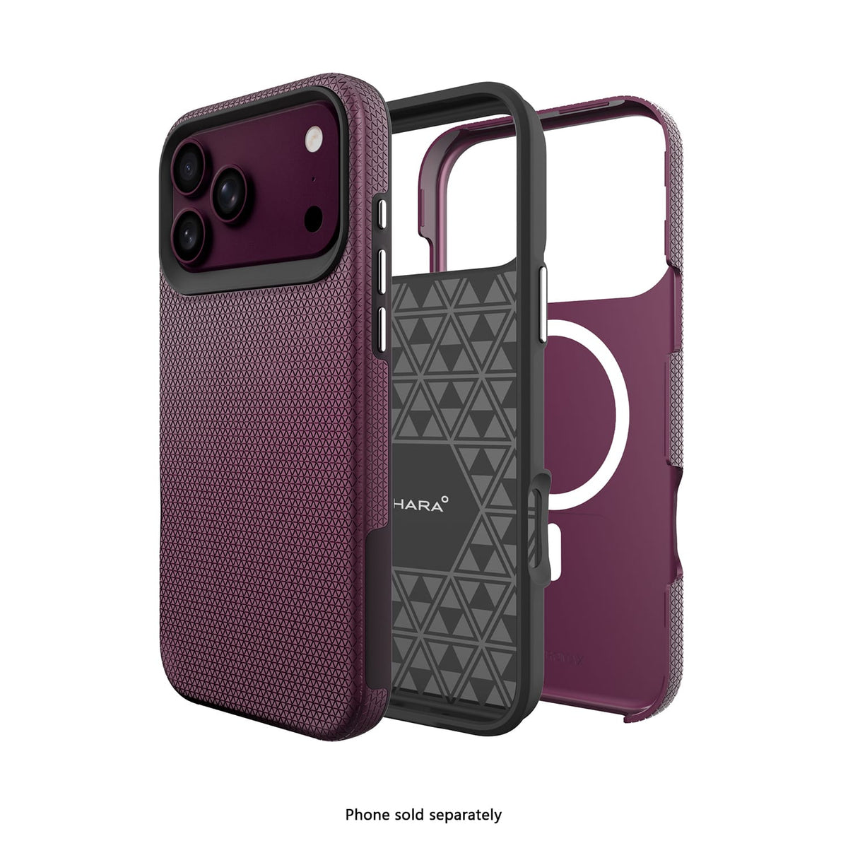 SAHARA Armor Series MagSafe case with ZeroDamage tempered glass for iPhone 18 Pro Max in Dark Cherry – alternate view