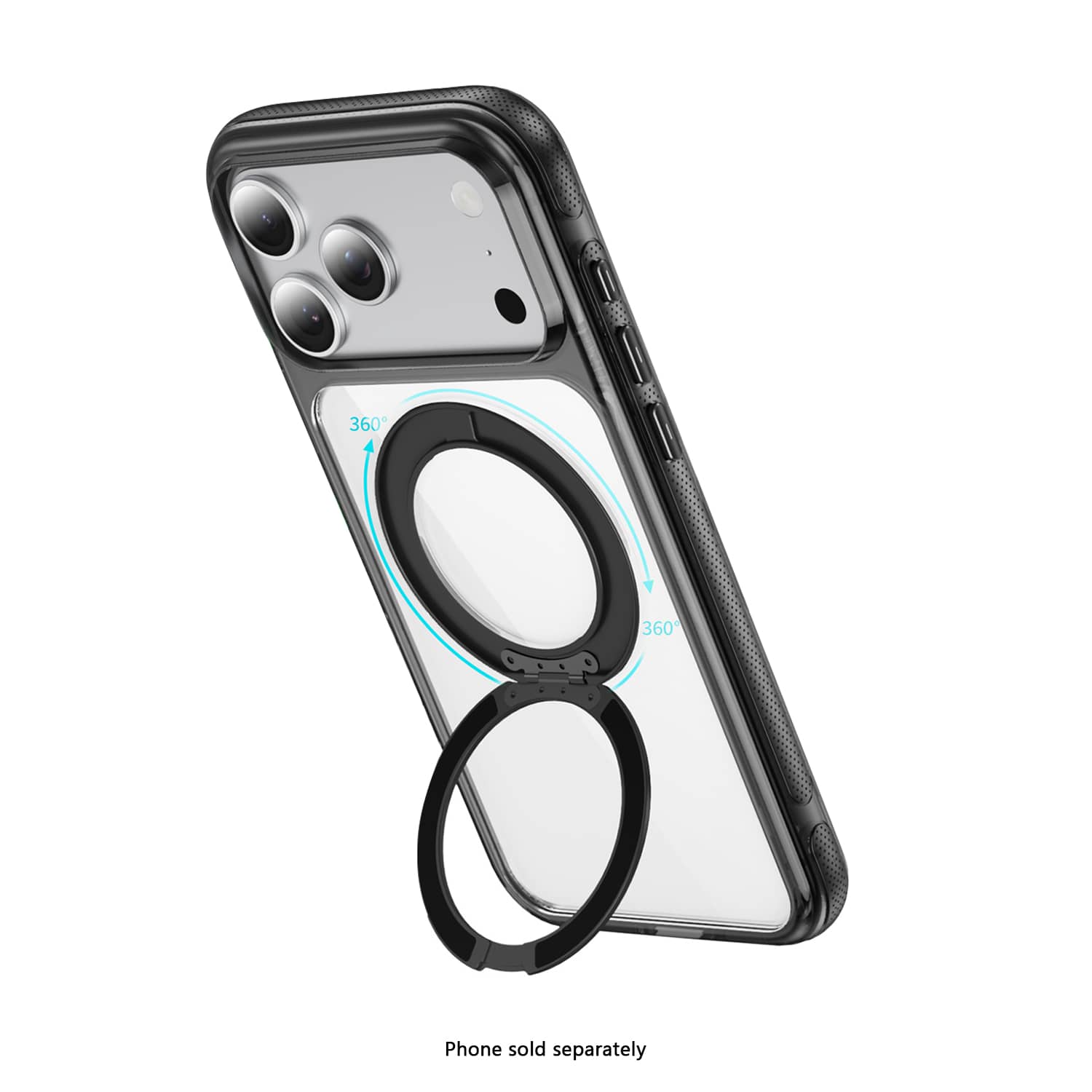 SAHARA Clear MagSafe case with 360° ring stand for iPhone 18 Pro Max in Black – alternate view