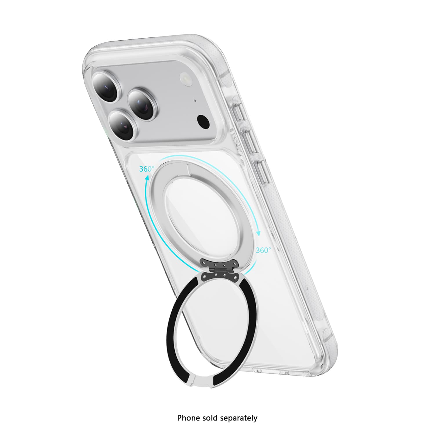 SAHARA Clear MagSafe case with 360° ring stand for iPhone 18 Pro Max in White – alternate view