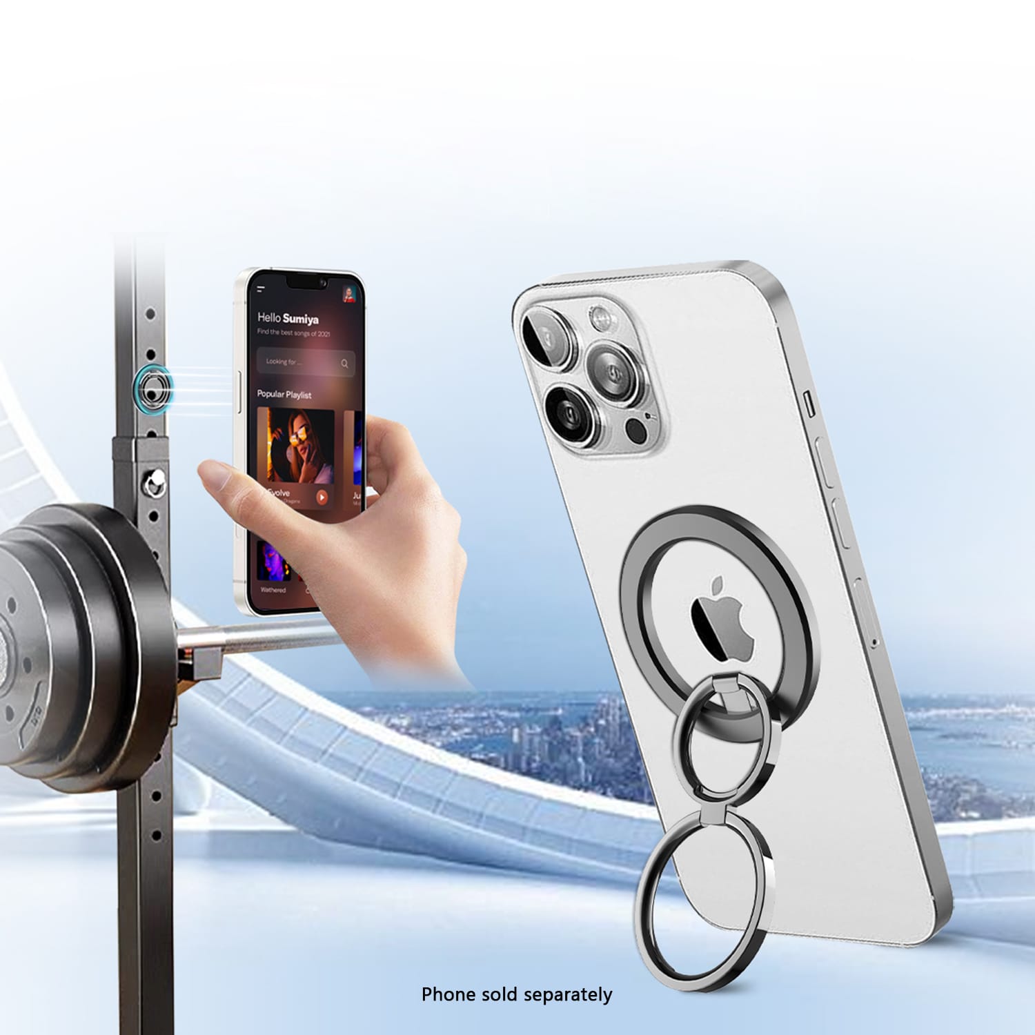 Double-sided magnetic ring grip and kickstand, product view 3