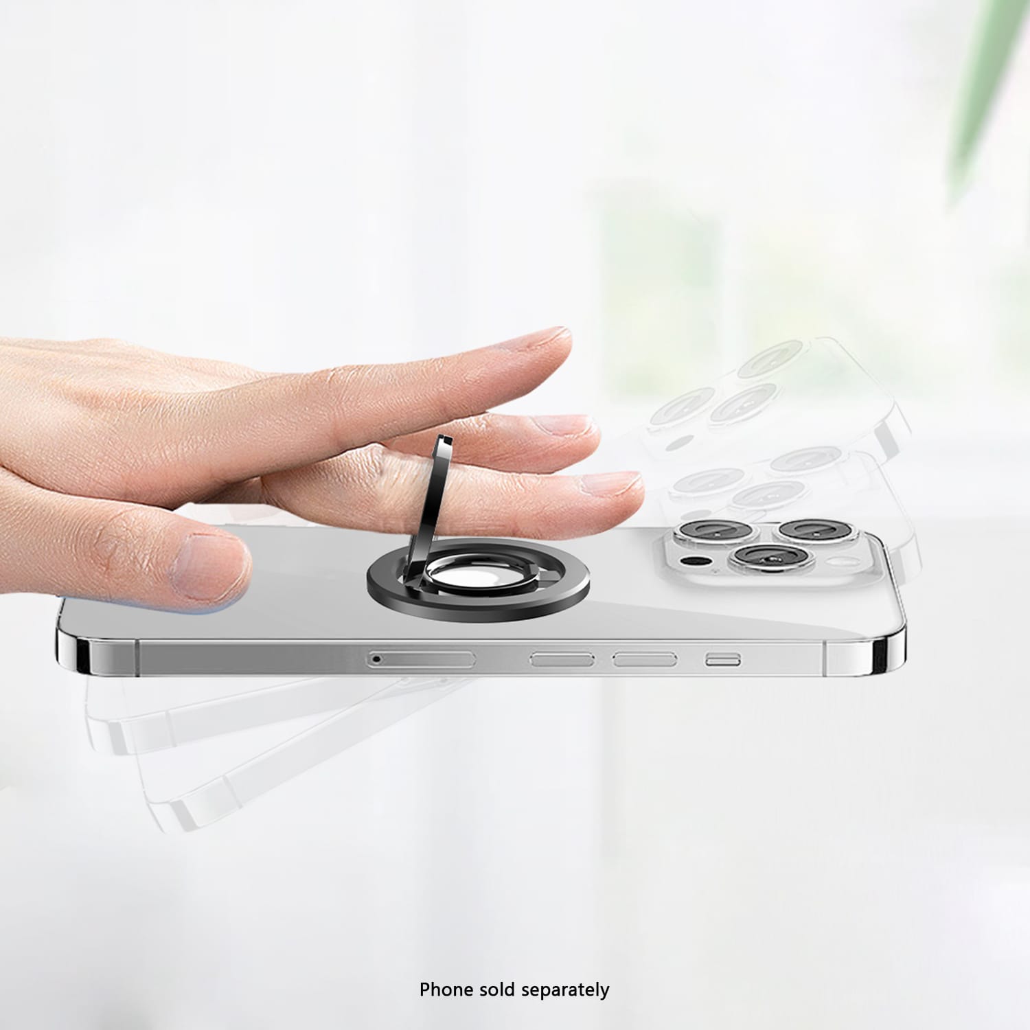 Double-sided magnetic ring grip and kickstand, product view 5