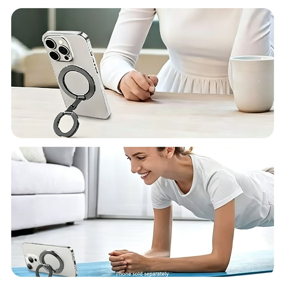 MagSafe magnetic phone ring holder with dual-sided grip and kickstand, image 6