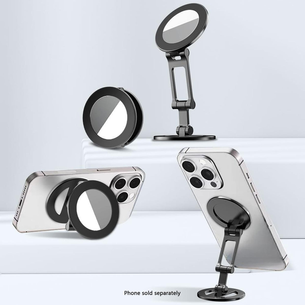 MagSafe adjustable phone stand with double-sided magnetic holder and mirror, image 3